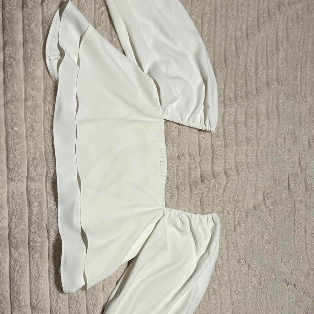 Amanda Uprichard White Puff Sleeve Top